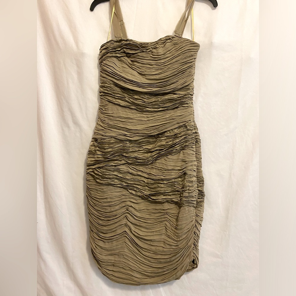 Catherine Malandrino Sleeveless Silk Gold/Bronze Sheath Dress, Size “P”